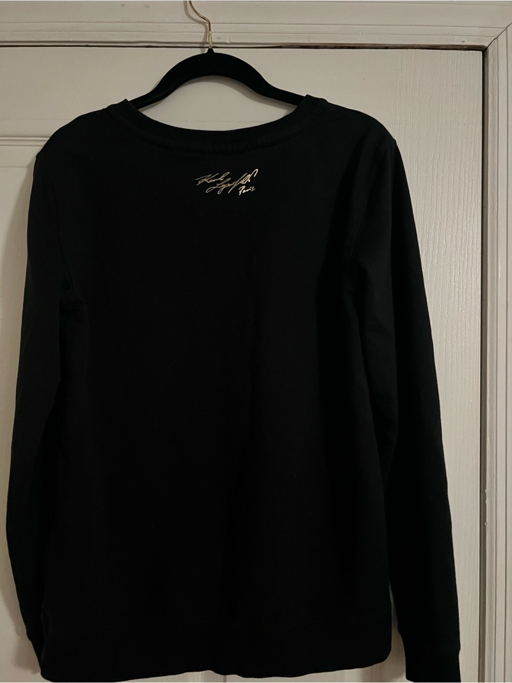 Karl Lagerfeld black lightweight sweatshirt gold bling sunglasses size XS - Picture 3 of 6